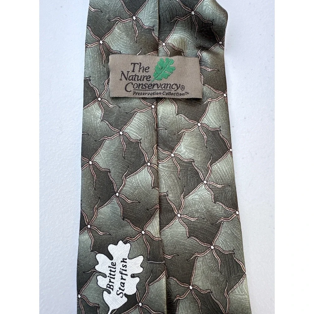 Nature Conservancy Brittle Starfish Silk Tie Karen Bierce Green Geometric 58x4